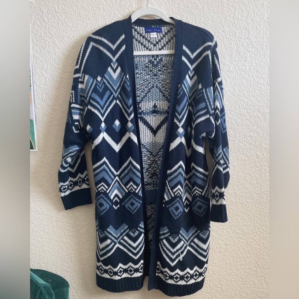 Blue patterned long cardigan